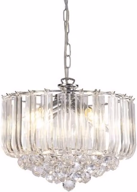 Netlighting Lana Suspended Pendant Light with Acrylic Crystal Spheres, 3 x E14, Polished Chrome and Silver – 1