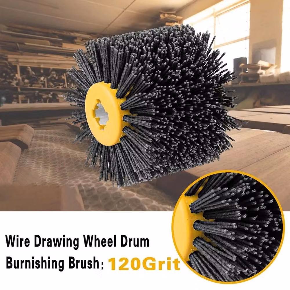 NESTLUNE Abrasive Nylon Wheel Drum Brush, 120 Grit, Black, W: 10000 mm, H: 520 mm – 3