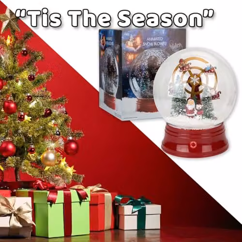 VFM e-Store Red Ferris Wheel Christmas Snow Globe Light Up Blower, W: 31 cm, D: 25 cm, H: 25 cm – 6