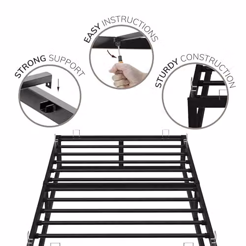 Direct Online Houseware House Of Home Single Bed Platform Bed Frame in Black with Under Bed Storage Space, W/D/H: 190 x 90 x 92 cm – 4