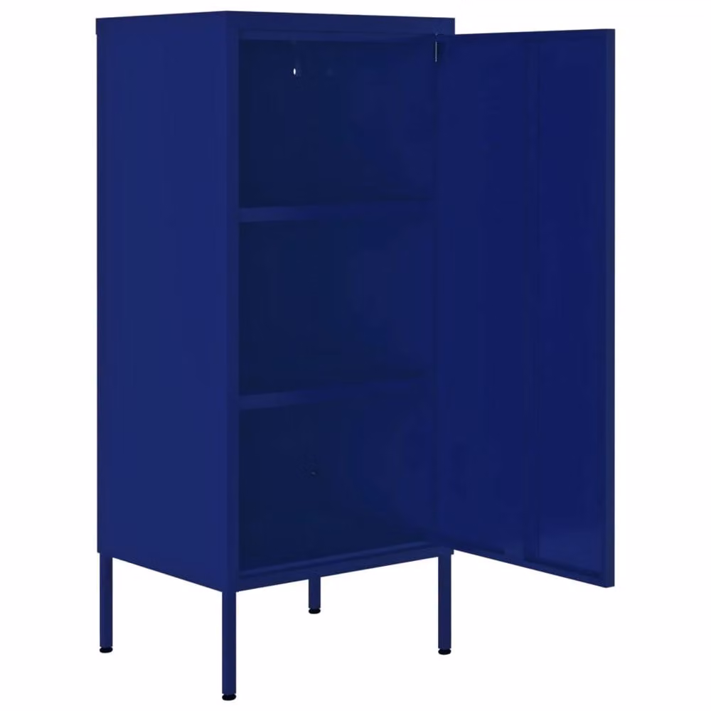 Berkfield Home Storage Cabinet in Navy Blue Metal with Hinged Doors, W/D/H: 42.5 x 35 x 101.5 cm – 3