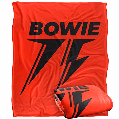 LOGOVISION David Bowie 75 Single Colour Logo Super Soft Microfibre Fleece Throw Blanket, White and Red, W/D/H: 152 x 127 cm – 1