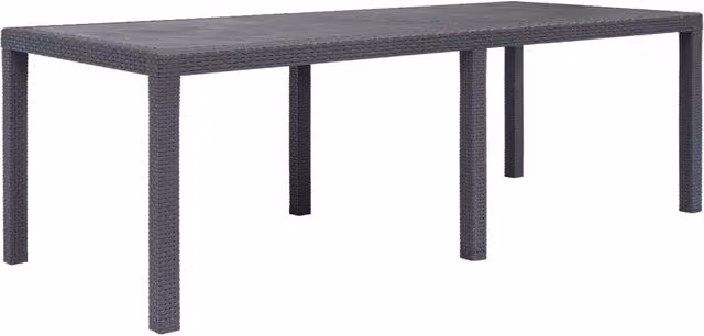 Berkfield Home Garden Table in Brown Plastic Rattan Look, W/D/H: 220 x 90 x 72 cm