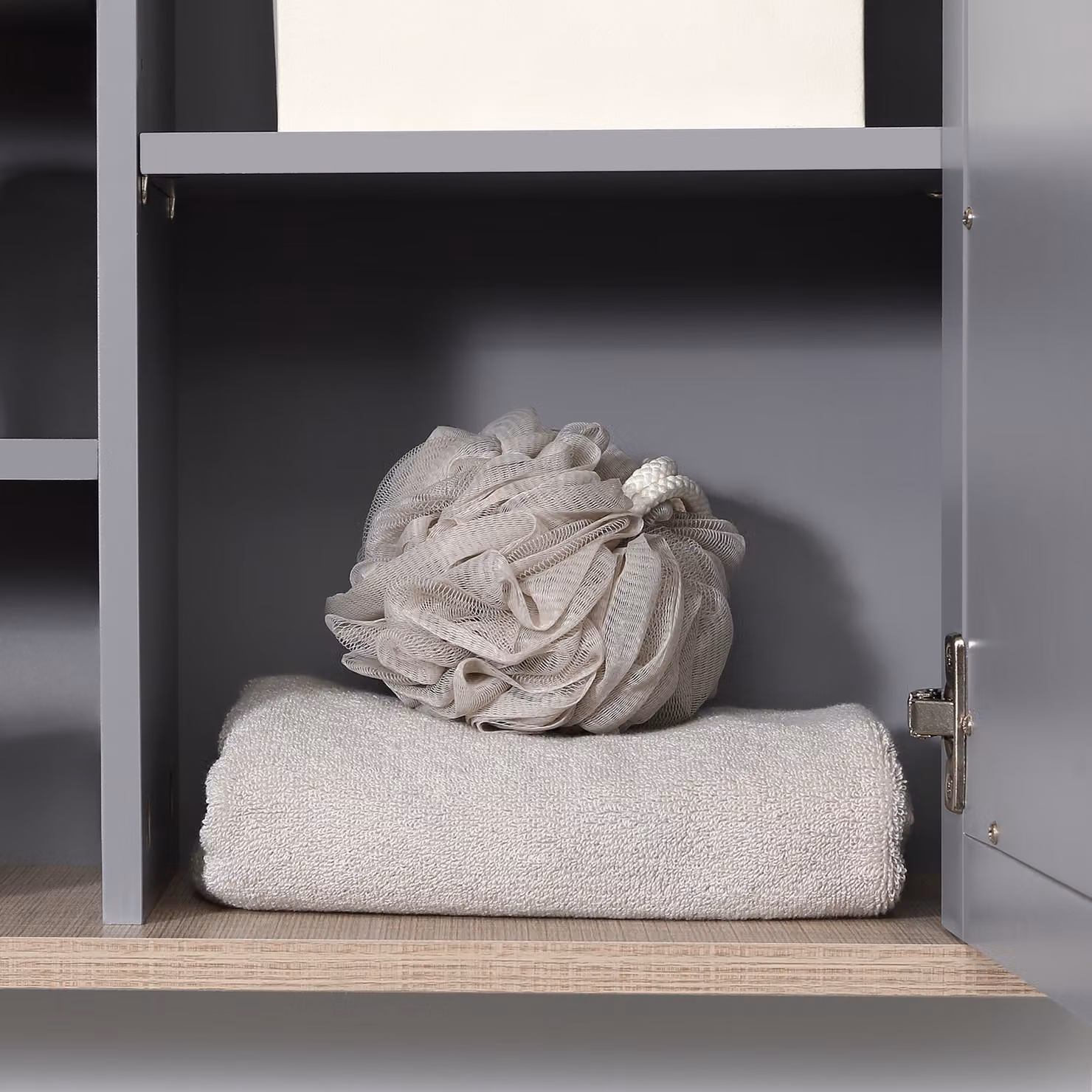 Kleankin Wall-Mounted Mirror Cabinet in Grey with Hinged Doors and Internal Shelves – 8