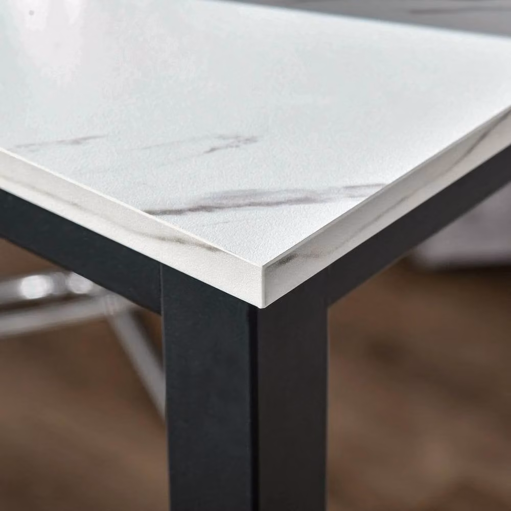 NESTLUNE White Marble Bar and Coffee Table with Adjustable Footpads, W: 100 cm, D: 15 cm – 4