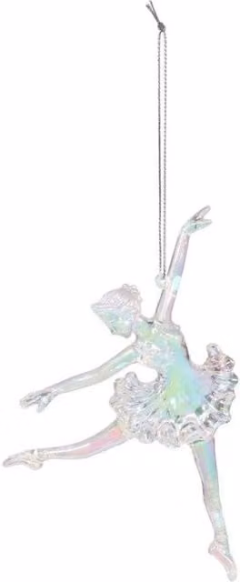 KDMD Iridescent Dancing Ballerina Glass Hanging Decoration, 3 Pack, Silver, Height: 12 cm