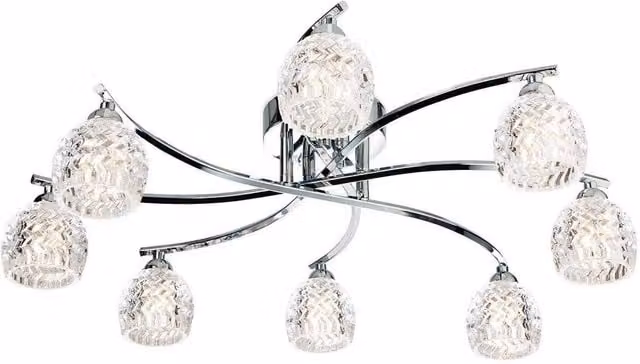 Firstlight Maple 8 Light Flush Ceiling Light in Chrome with Moulded Clear Glass and G9 Bulbs