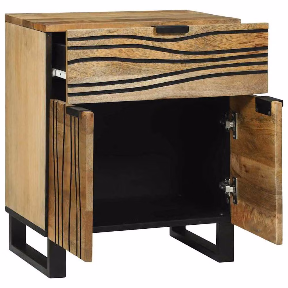 Berkfield Home Stylish Bedside Cabinet in Brown Solid Mango Wood, W/D/H: 50 x 33 x 60 cm – 3