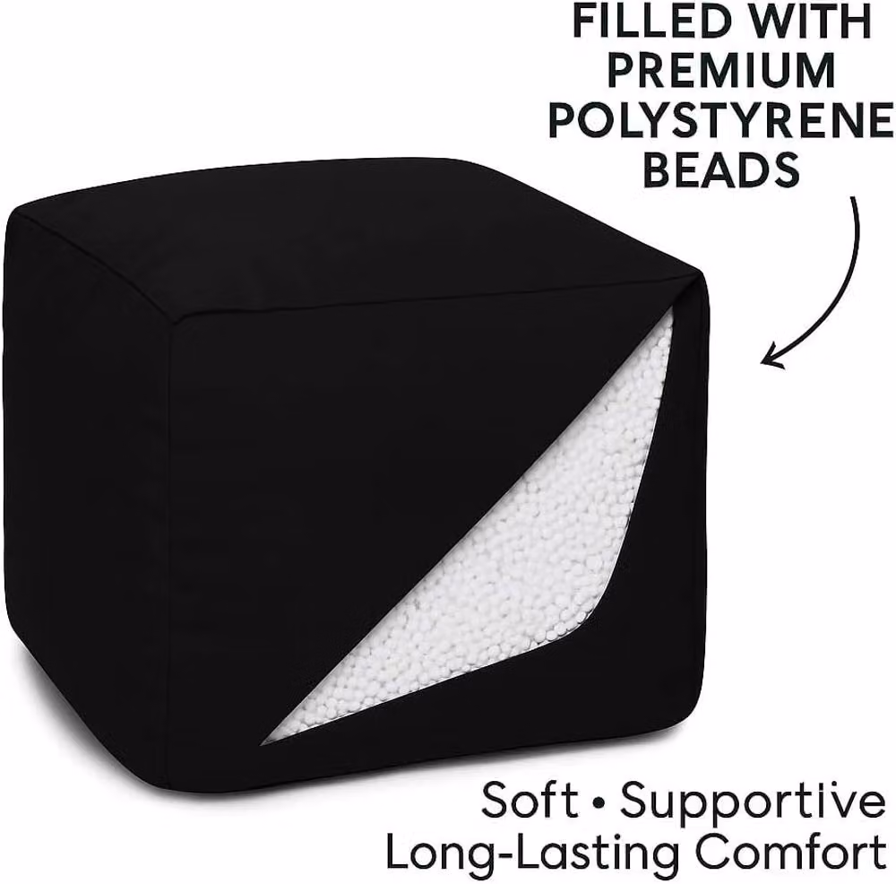 Homes-Linen Waterproof Bean Bag Footstool Cube in Black, W/D/H: 40 x 40 x 40 cm – 2