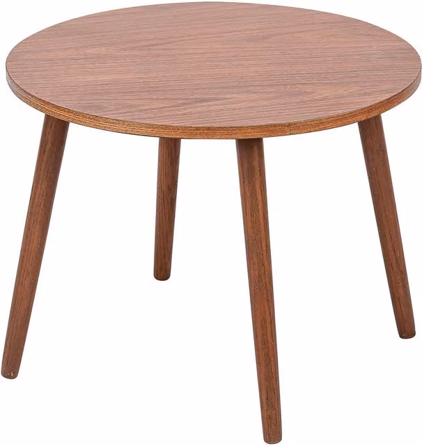Nordlys Round Wooden End of Sofa Table in Dark Brown Walnut