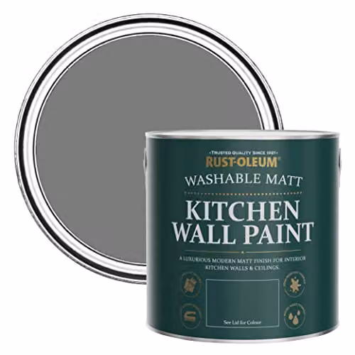 Rust-Oleum Grey Kitchen Wall Paint with Matt Finish and Mould Resistance, 2.5L