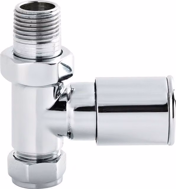 Balterley Straight Round Modern Radiator Valves, Chrome, Sold in Pairs