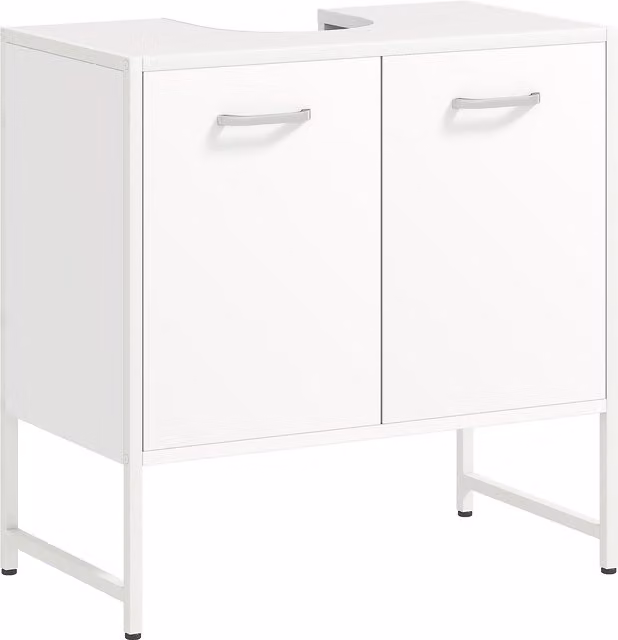 HOMCOM White Modern Bathroom Vanity Unit with Soft-Close Hinged Doors and Internal Shelves
