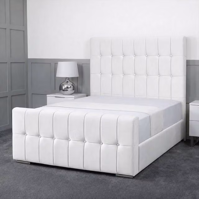 Living Comfort Bedz Belmont Upholstered Gas Lift Storage Bed in White, Super King, 200 x 200 cm
