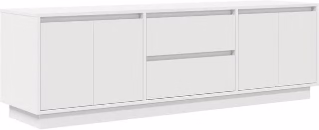 Berkfield Home Modern White TV Cabinet with LED Lights W: 160.5 cm, D: 41 cm, H: 50 cm