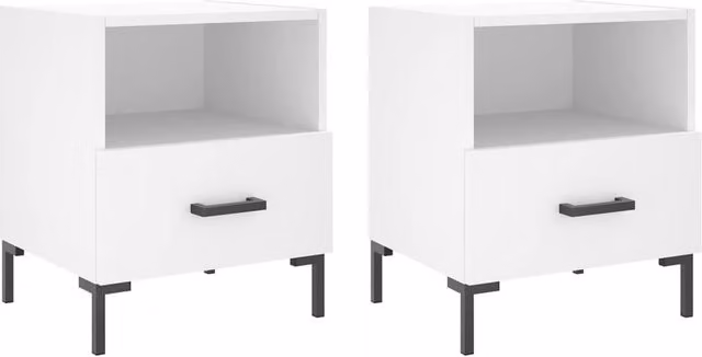 Berkfield Home Set of 2 Modern White Bedside Cabinets, W/D/H: 40 x 35 x 47.5 cm