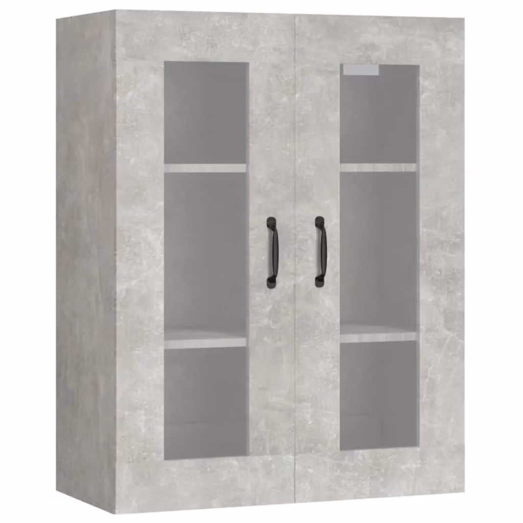 Berkfield Home Wall Mounted Hanging Cabinet with Glass Doors in Grey, W/D/H: 69.5 x 34 x 90 cm – 2