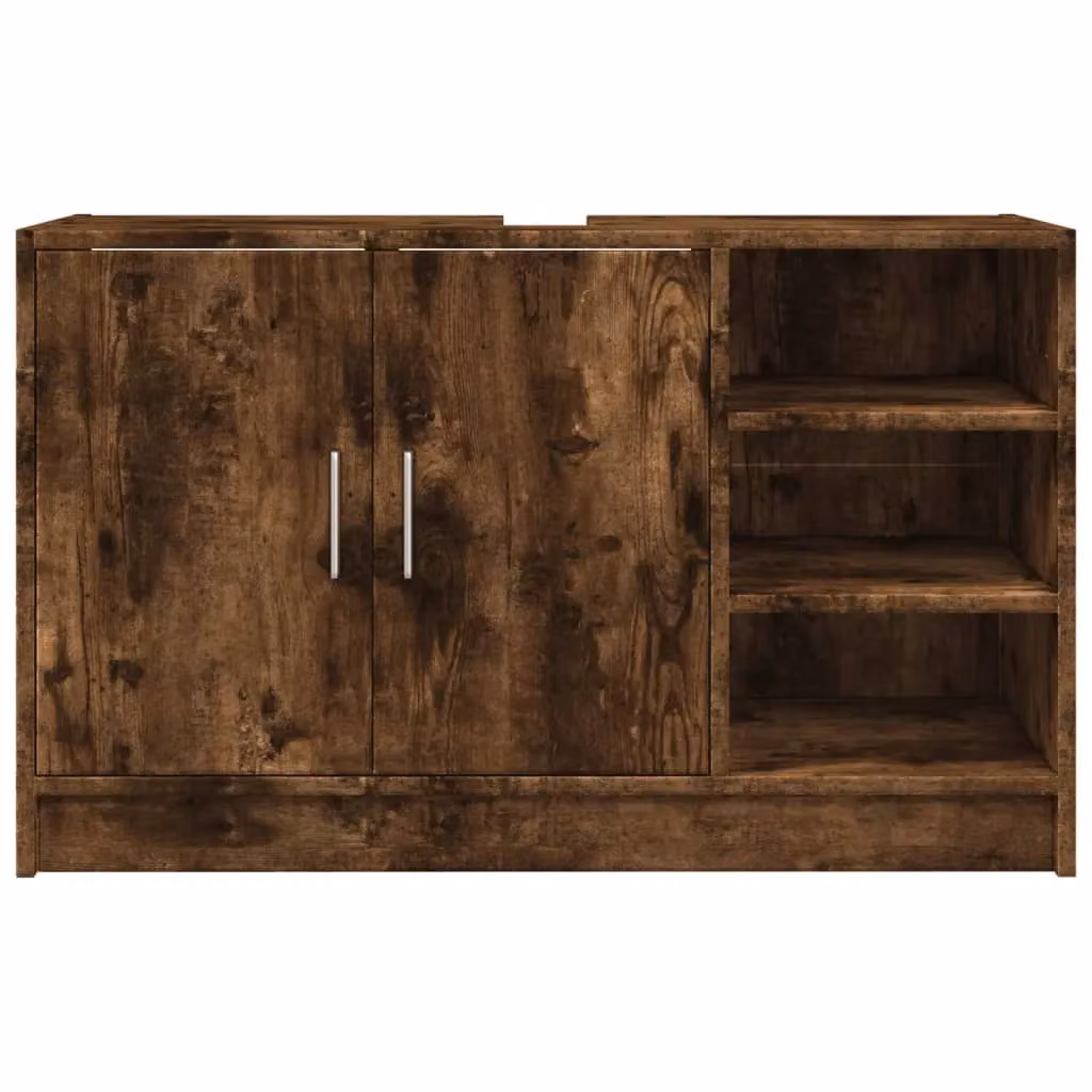 Berkfield Home Smoked Oak Sink Cabinet in Brown, W/D/H: 90 x 29 x 55 cm – 3