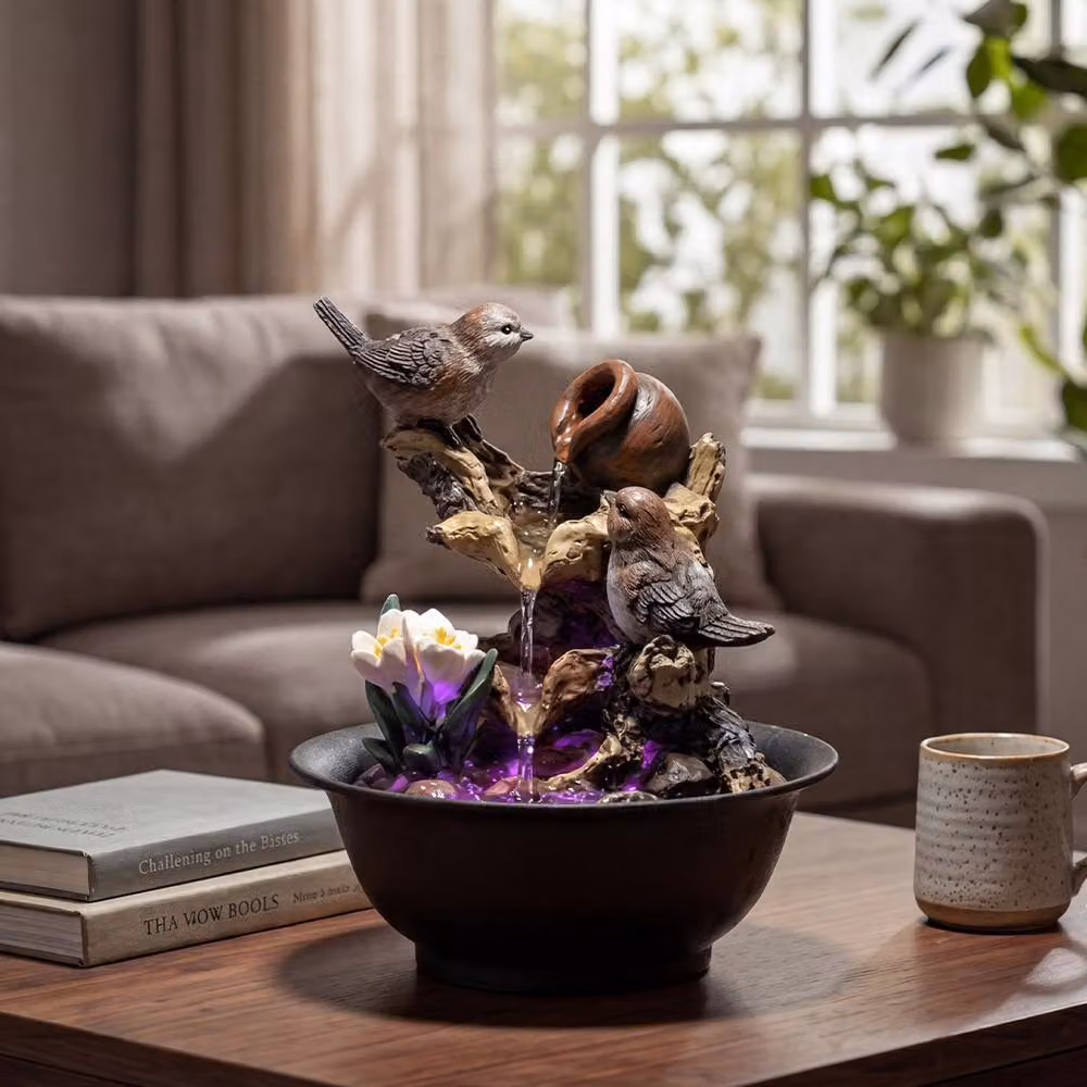 Spector Black Tabletop Indoor Water Feature with LED Light – 3