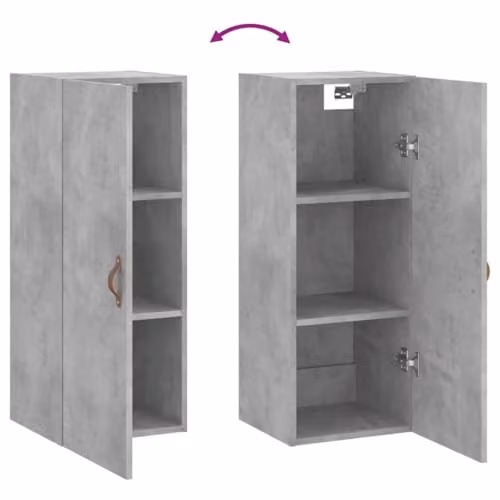 vidaXL Modern Wall Mounted Cabinet in Grey with Hinged Doors, W/D/H: 34.5 x 34 x 90 cm – 3