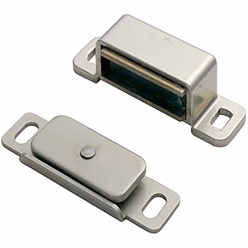 Loops Magnetic Cupboard Door Catch, Nickel Plated Silver, 37mm Fixing Centres, 6kg Pull