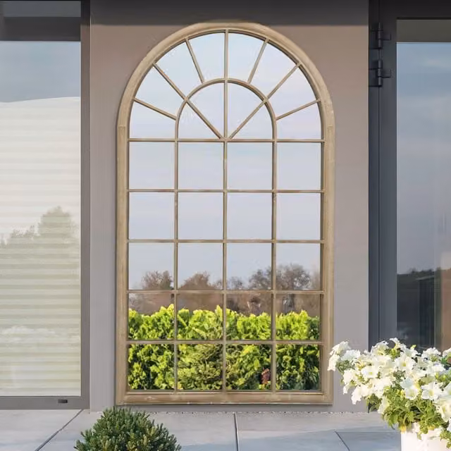 MirrorOutlet Somerley Large Country Arch Outdoor Garden Wall Mirror in Sand