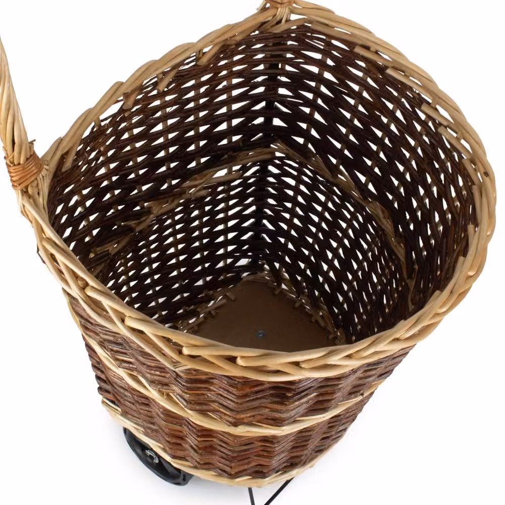 Red Hamper Wheeled Wicker Shopping Basket in Brown, W/D/H: 40.0 x 45.0 x 46.0 cm – 2