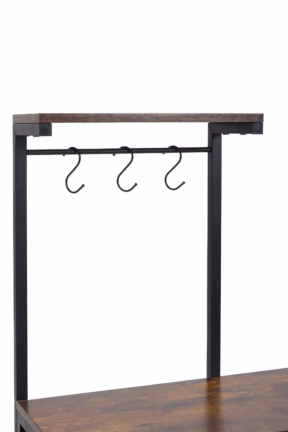 Living and Home Retro Coffee Station with Drawer in Brown Wood – 5