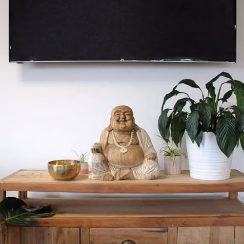 Ancient Wisdom Happy Buddha Tabletop Ornament, Whitewash, Height: 40 cm – 3