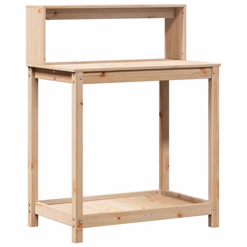 Berkfield Home Rustic Solid Pine Potting Table with Shelves, Brown, W: 82.5 cm, D: 50 cm, H: 109.5 cm – 2