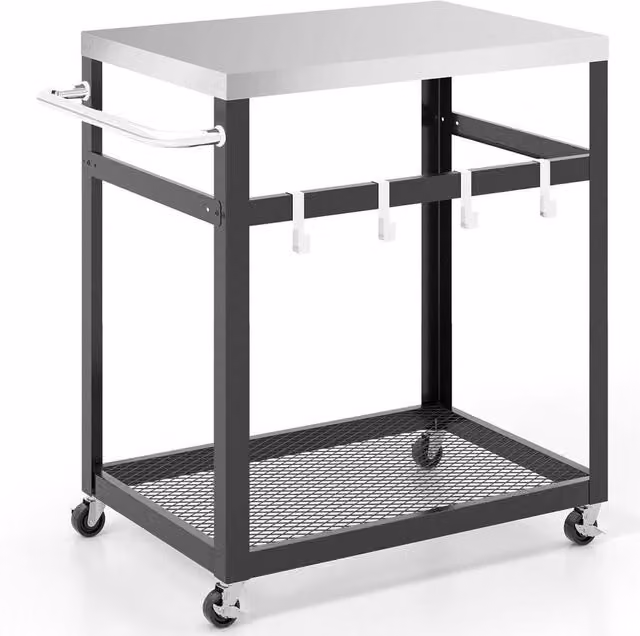 VOGREX 2-Tier Stainless Steel Grill Cart in Silver – 1