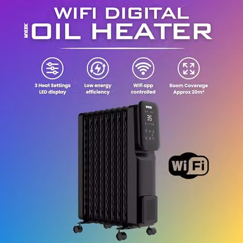 MYLEK 2000W Smart Oil Filled Radiator with WiFi App Control and Timer, Black – 3