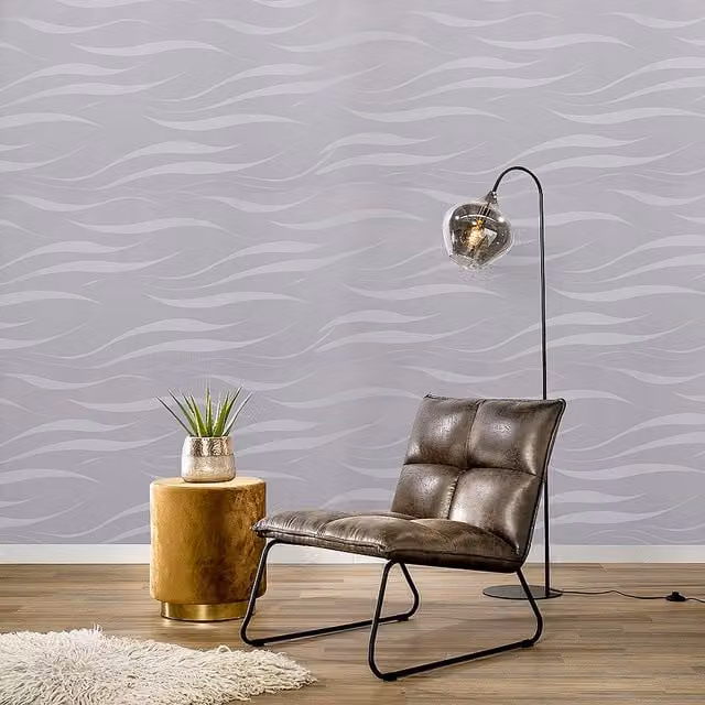 Livingandhome Silver Grey 3D Curved Striped Peel and Stick Self-Adhesive Wallpaper Roll