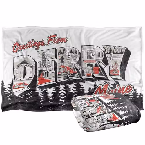Warner Bros. Welcome To Derry Greetings From Derry Super Soft Silky Touch Fleece Throw Blanket, Multicolour, W: 91 cm, D: 147 cm