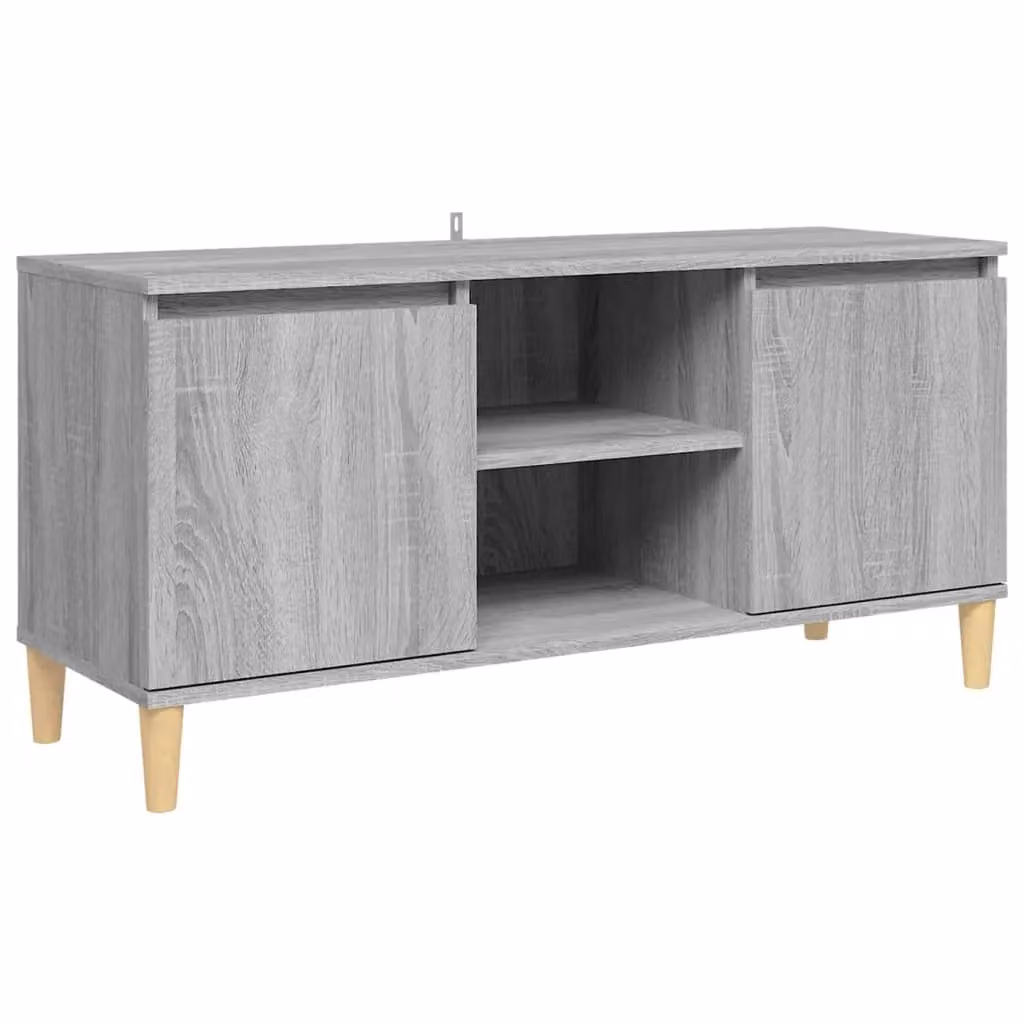 Berkfield Home TV Cabinet in Grey Sonoma with Solid Wood Legs, W: 103.5 cm, D: 35 cm, H: 50 cm – 2