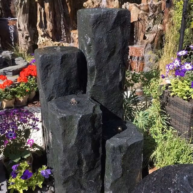 Tranquility Modern Grey Stone Water Feature with 4 Towers