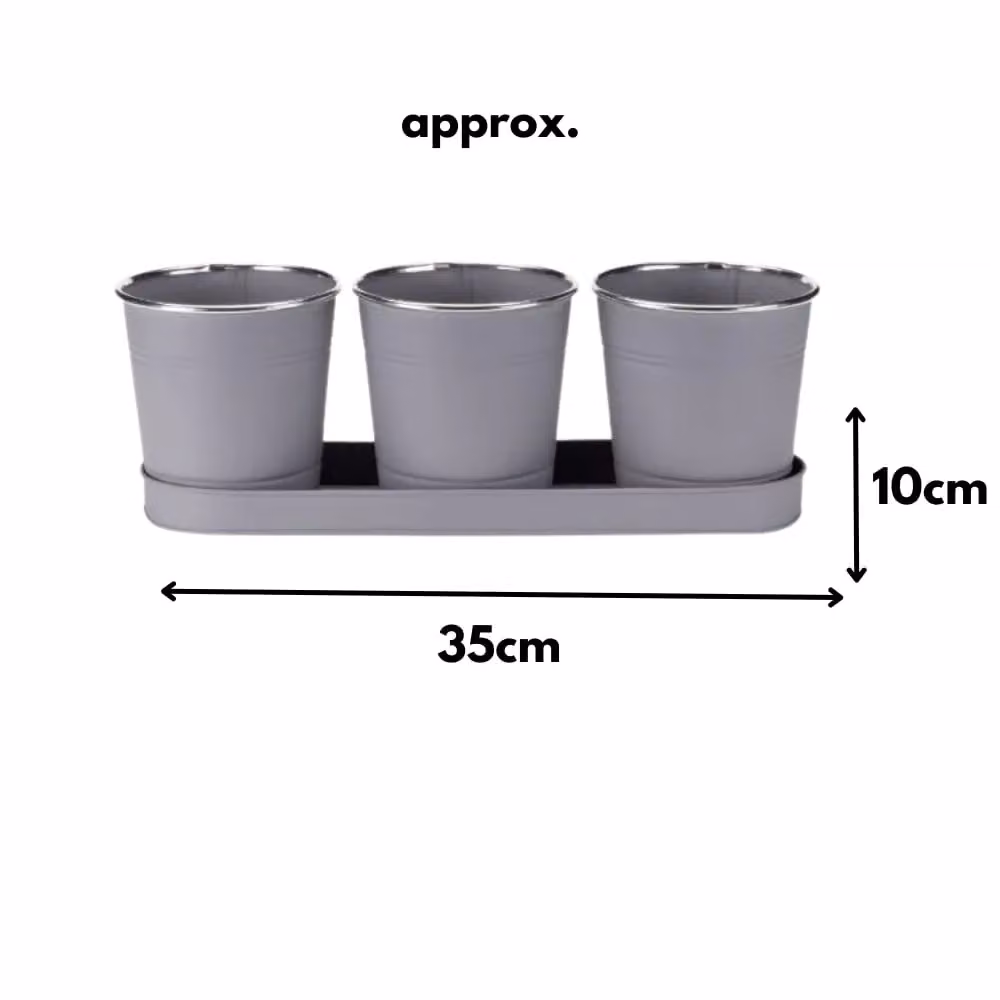 Marco Paul 3-Piece Metal Herb Plant Pots in Grey – 2