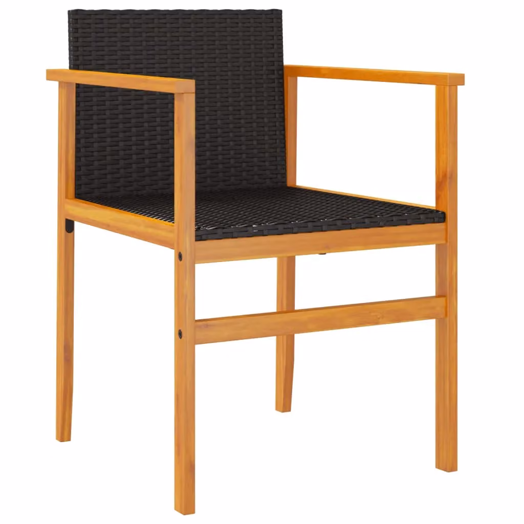 Berkfield Home Modern Black Poly Rattan and Solid Wood Garden Chairs, Set of 2 – 4