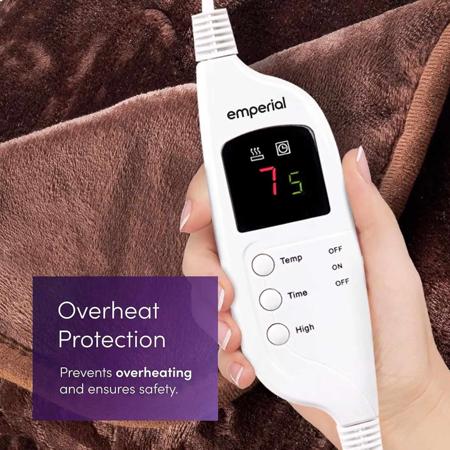Emperial Brown Soft Fleece Heated Electric Blanket with 9 Hour Timer, W/D/H: 130 x 160 cm – 6