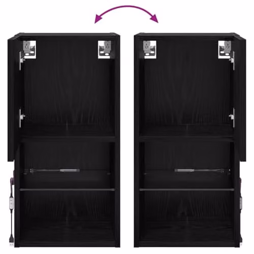 vidaXL Modern Wall-mounted TV Cabinet with Glass Doors and Integrated Lighting, Black, W/D/H: 60.0 x 30.5 x 30.0 cm – 4