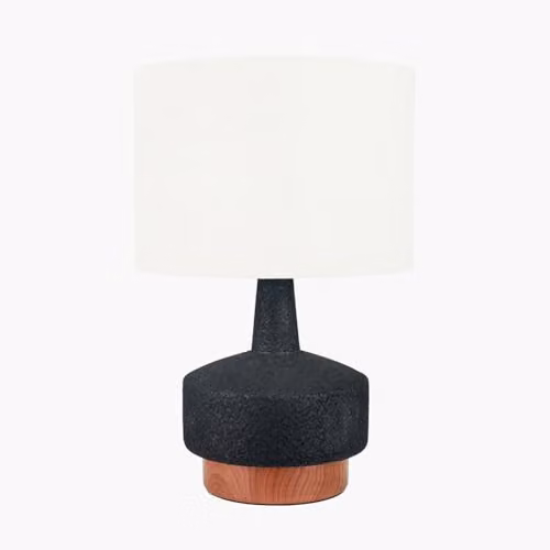 Pacific Lifestyle Ruma Ceramic Table Lamp with Wood Effect Textured Base in Black – 2