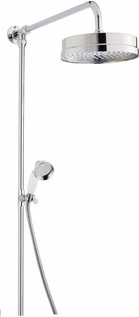 Balterley Luxury Rigid Riser Shower Kit with Fixed Head and Handset in Chrome and Silver
