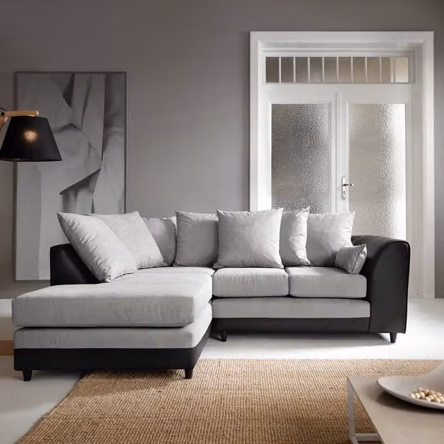 Abakus Direct Dylan Left-Hand Corner Sofa in Light Grey Fabric
