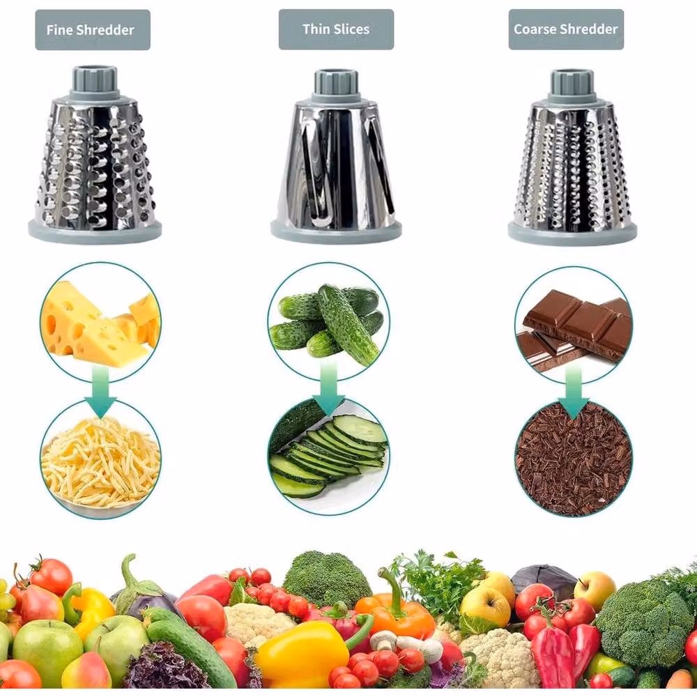 NESTLUNE Green 3 in 1 Rotary Vegetable and Cheese Grater with Multiple Blades – 4