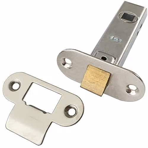Loops 76mm Contract Standard Tubular Latch with Rounded Strike and Forend in Nickel Plated Silver