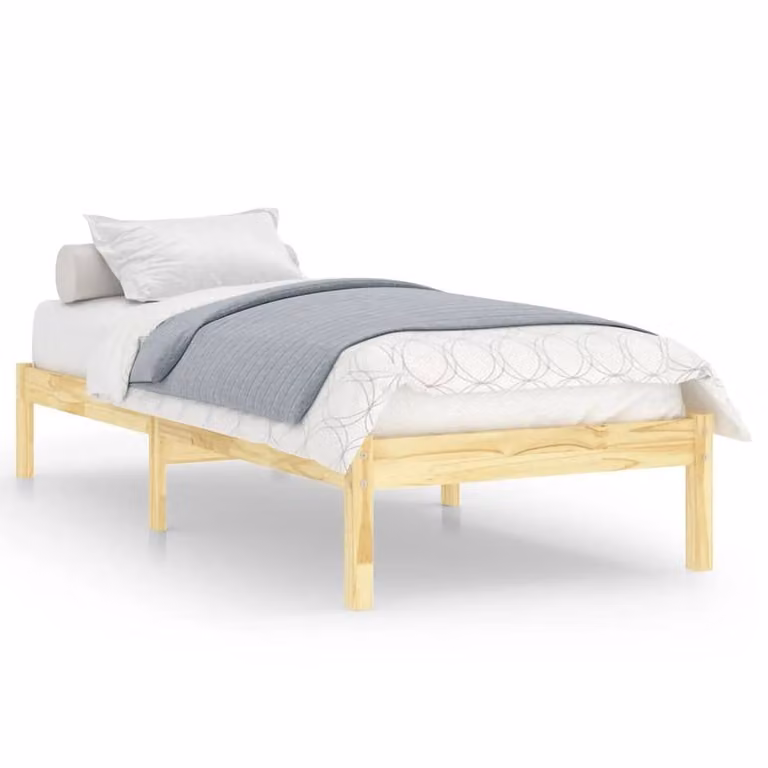 Berkfield Home Small Single Solid Wood Pine Bed Frame in Brown, W: 75 cm, L: 190 cm