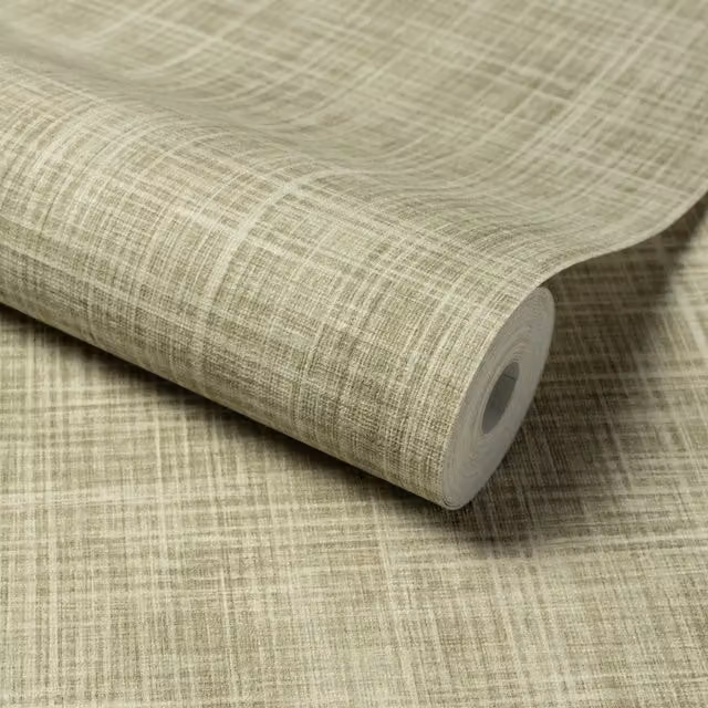 Grandeco Green Checked Abstract Textile Effect Wallpaper
