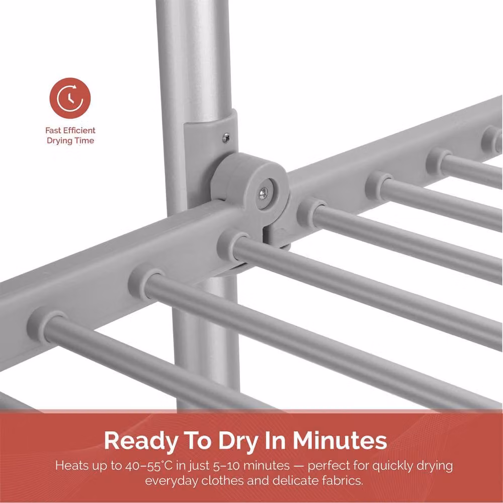 Rediffusion Ultra Compact 3 Tier Heated Clothes Airer with RapidDry Cover in Silver – 3