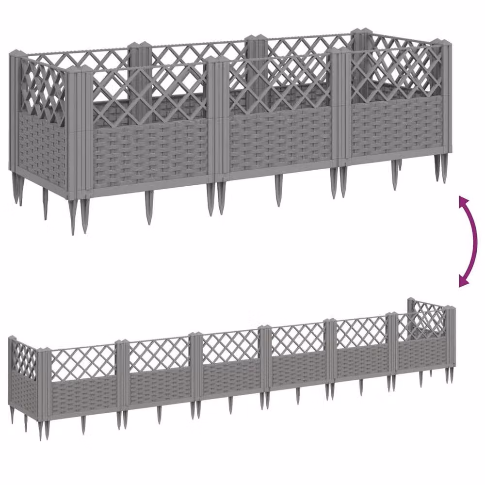 Berkfield Home Garden Planter with Pegs in Light Grey, W/D/H: 123.5 x 43.5 x 43.5 cm – 4