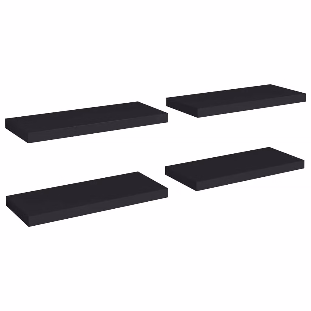 Berkfield Home Set of 4 Black Floating Wall Shelves, W: 60 cm, D: 23.5 cm, H: 3.8 cm – 2